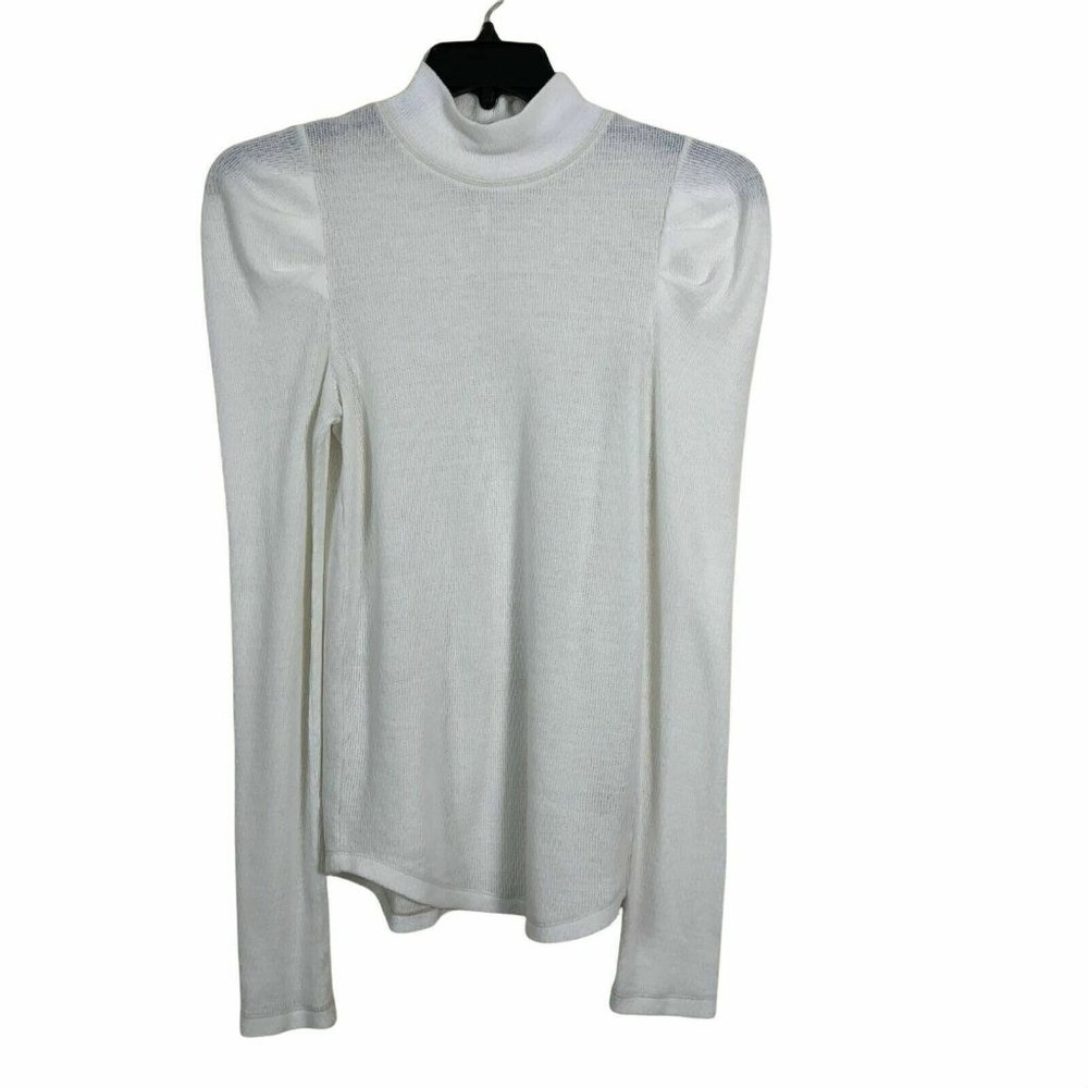 Free People Women Long Sleeve Knit Sweater Pullover Turtleneck White Size M